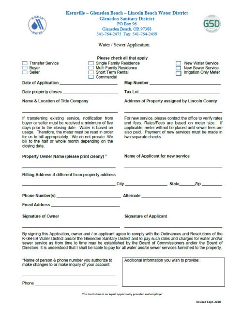 Application for Service
